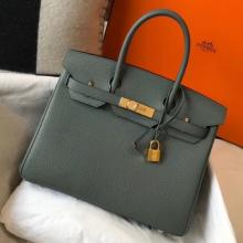 Copy Hermes Vert Amande Clemence Birkin 30cm Handbag GHW