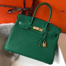 1:1 Imitation Hermes Malachite Clemence Birkin 30cm Handbag