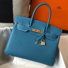 Hermes Blue Jean Clemence Birkin 30cm Handbag Replica