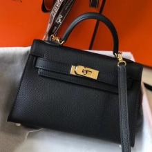 Hermes Kelly Mini II Handbag In Black Epsom Leather Replica
