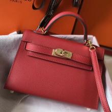 Hermes Kelly Mini II Handbag In Rouge Vif Epsom Leather