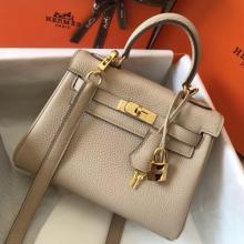 Hermes Mini Kelly 20cm Handbag In Beige Clemence Leather Replica