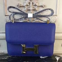 Replica Hermes Blue Electric Constance MM 24cm Epsom Leather Handbag