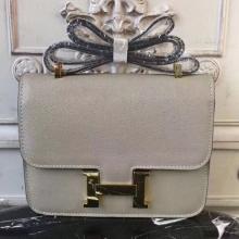 Faux Hermes Grey Constance MM 24cm Epsom Leather Handbag