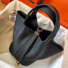 Best Imitation Hermes Black Picotin Lock PM 18cm Handmade Bag