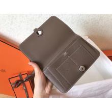 Luxury Fake Hermes Bicolor Dogon Duo Wallet In Black/Taupe Leather