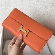 Hermes Orange Epsom Constance Long Wallet Replica