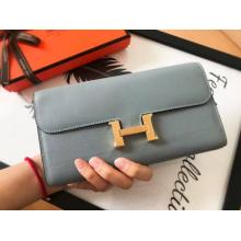 Best Replica Hermes Blue Lin Epsom Constance Long Wallet