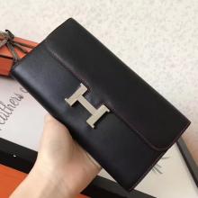 Designer Imitation Hermes Black Swift Constance Long Wallet