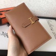 Fashion Hermes Brown Epsom Bearn Gusset Wallet