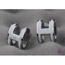 Replica Lacquered Hermes Pop H White Earrings In White Gold