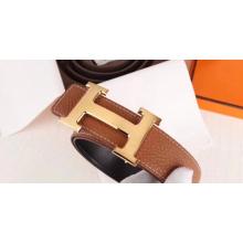 Hermes H Belt Buckle & Brown Clemence 32 MM Strap