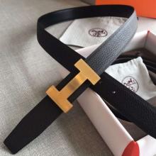 Copy High End Hermes Quizz 32mm Reversible Belt In Cafe Clemence Leather