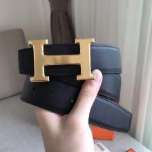 Cheap Hermes H Reversible Belt In Grey/Black Swift Leather