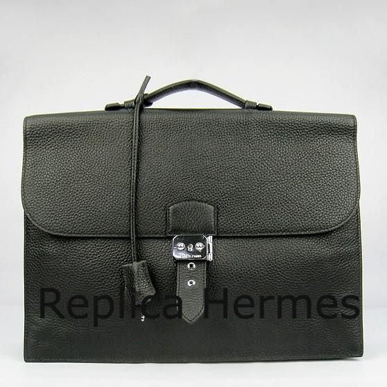 Fake AAA Hermes Black Sac A Depeches 38cm Briefcase Bag