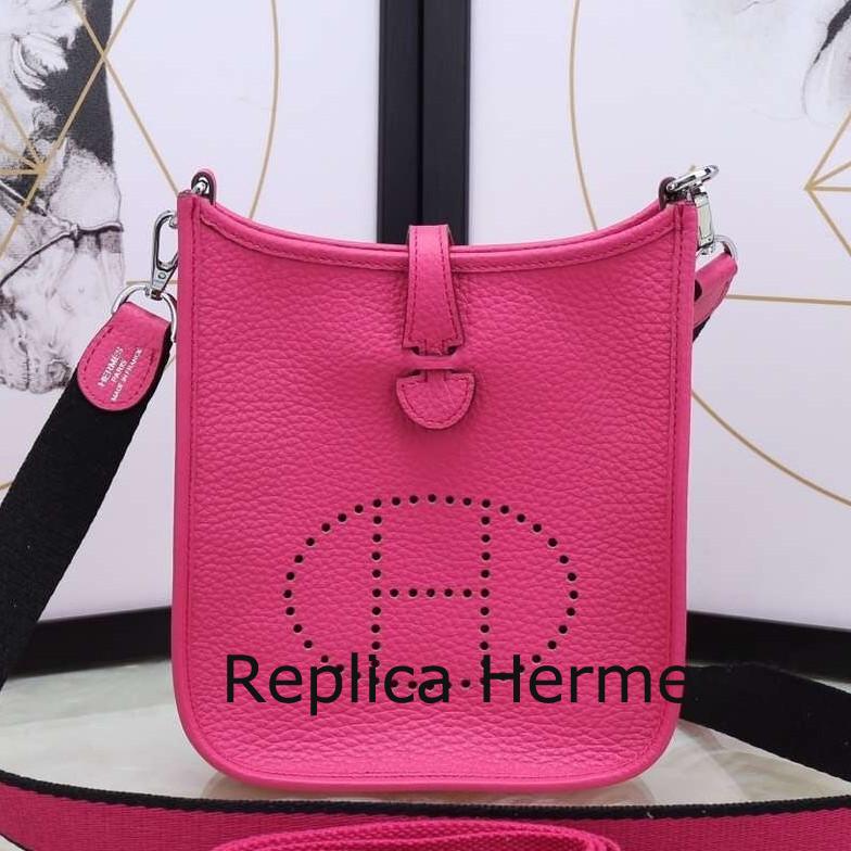 Imitation Hermes Rose Red Evelyne II TPM Messenger Bag