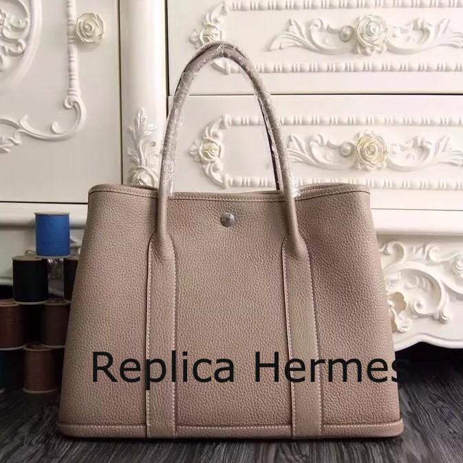 Replica Hermes Small Garden Party 30cm Tote In Grey Leather