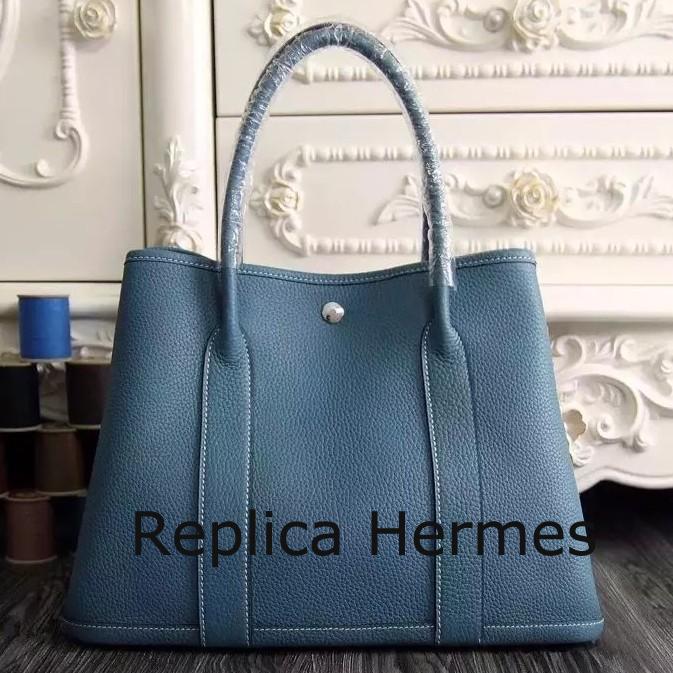 Fake High Quality Hermes Small Garden Party 30cm Tote In Jean Blue Leather