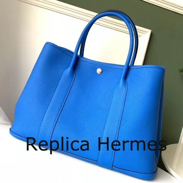 Hermes Blue Hydra Fjord Garden Party 30cm With Printed Lining