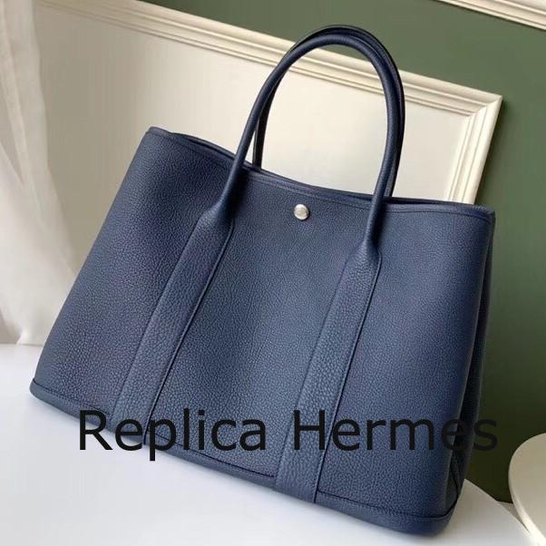 Hermes Navy Fjord Garden Party 30cm With Printed Lining Replica