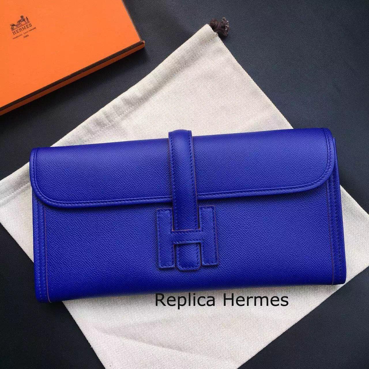 Hermes Electric Blue Epsom Jige Elan 29 Clutch