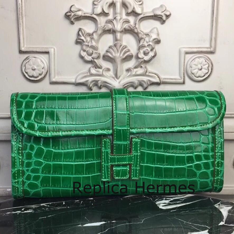 Fake High Quality Hermes Jige Elan 29 Clutch In Bambou Crocodile Leather