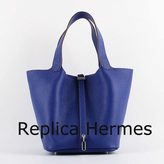 Imitation Hermes Picotin Lock Bag In Electric Blue Leather