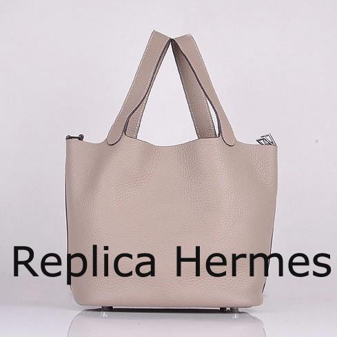 Best Faux Hermes Picotin Lock Bag In Grey Leather