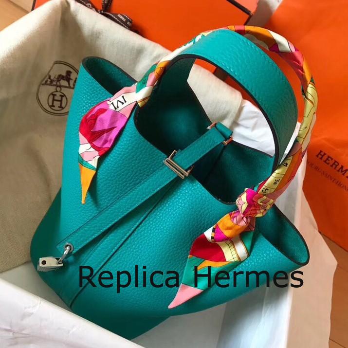 Hermes Blue Paon Picotin Lock MM 22cm Handmade Bag
