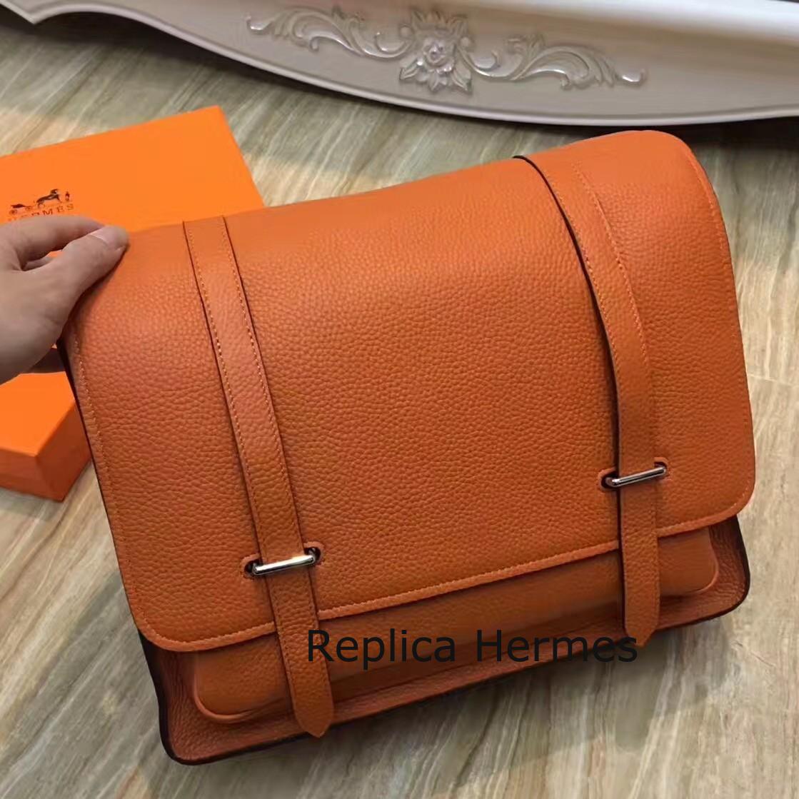 Luxury Hermes Orange Steve 35 Messenger Bag