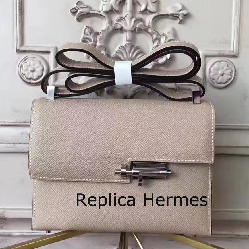 Designer Hermes Grey Epsom Verrou Shoulder Handmade Bag