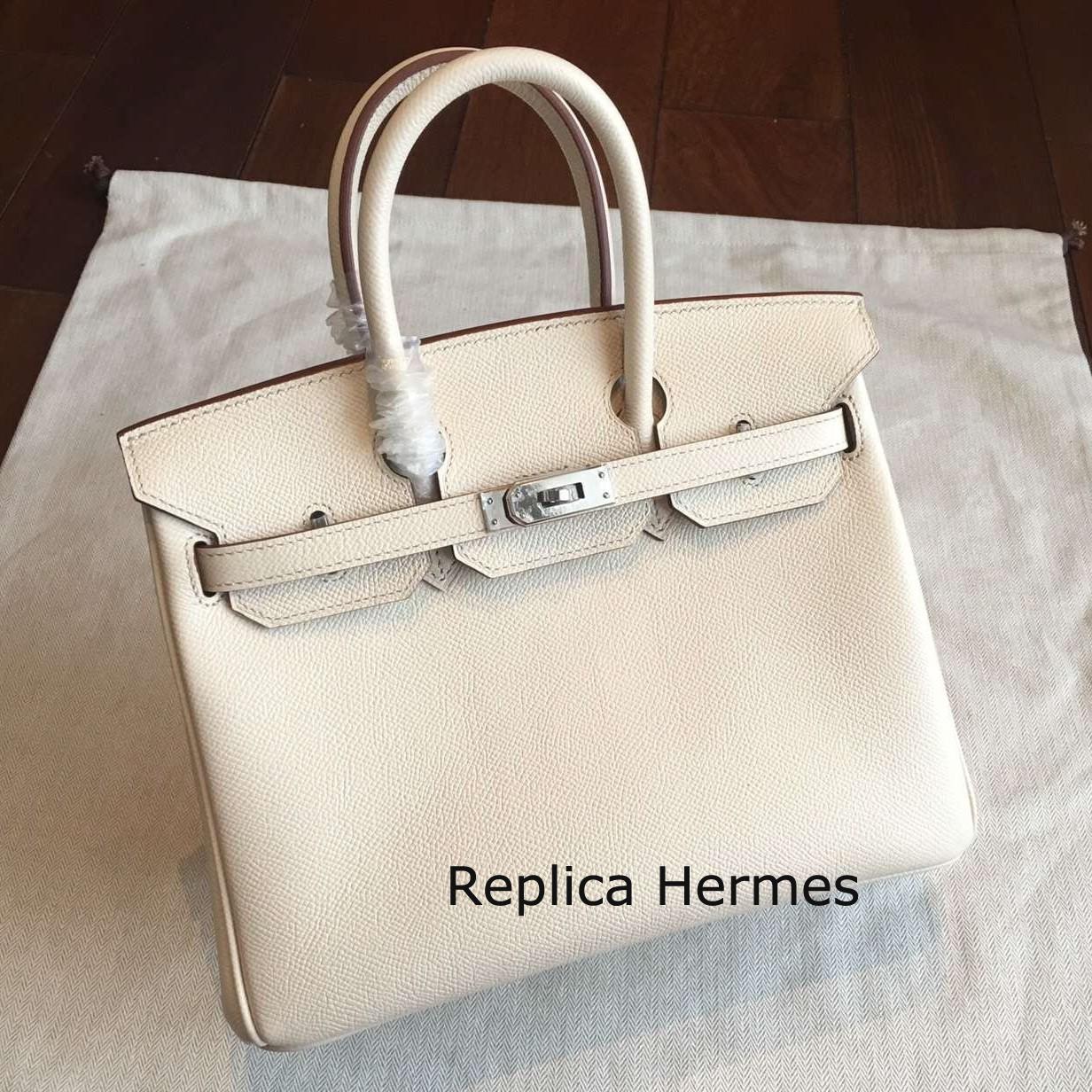Hermes Beige Epsom Birkin 25cm Handmade Bag Replica