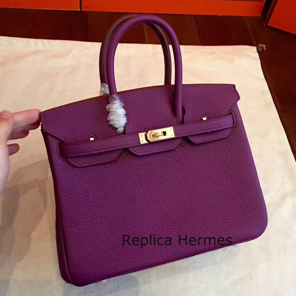 Hermes Cyclamen Clemence Birkin 25cm Handmade Bag Replica