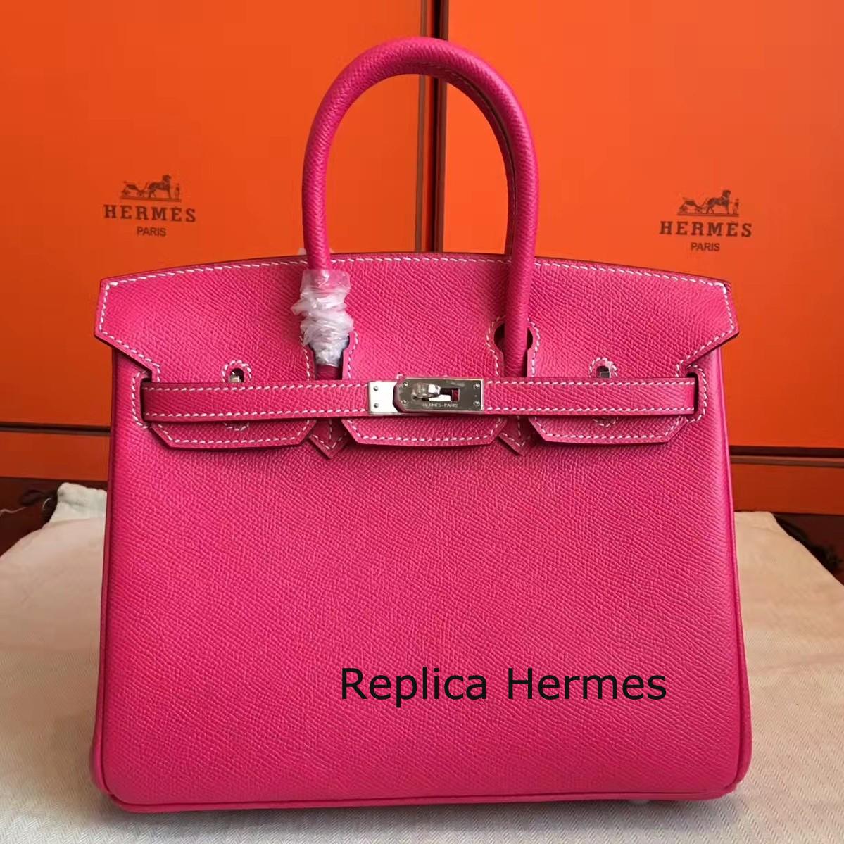 Luxury Replica Hermes Rose Tyrien Epsom Birkin 25cm Handmade Bag