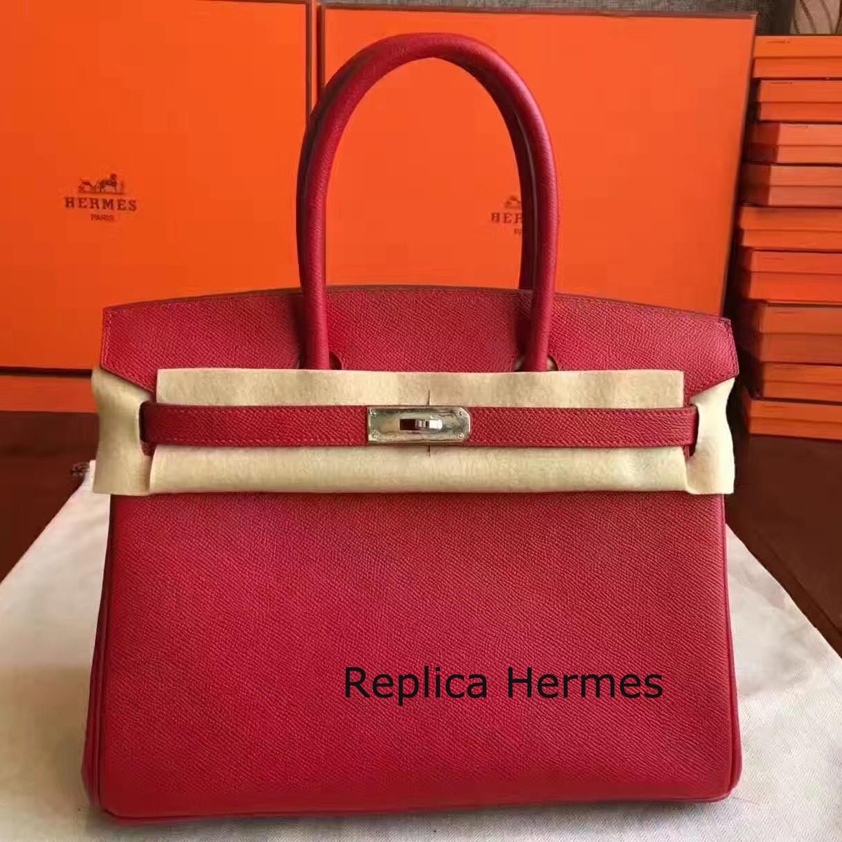 Copy Hermes Red Epsom Birkin 30cm Handmade Bag
