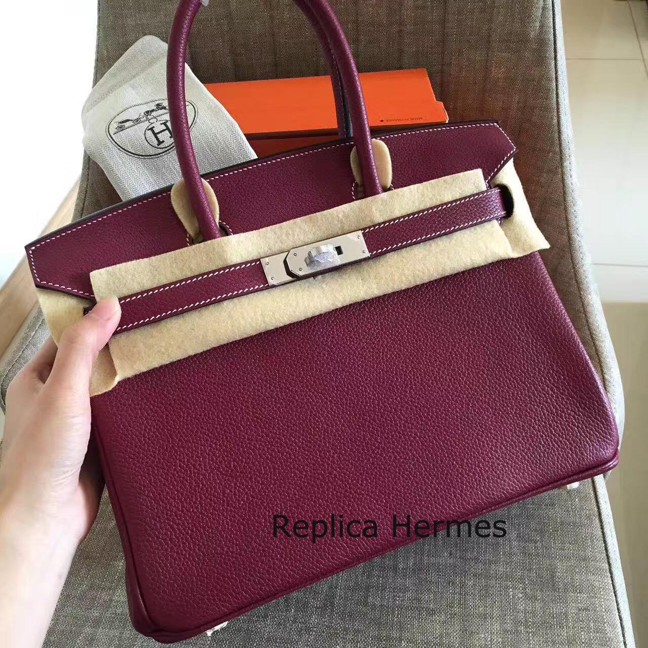 AAA Knockoff Hermes Ruby Clemence Birkin 30cm Handmade Bag