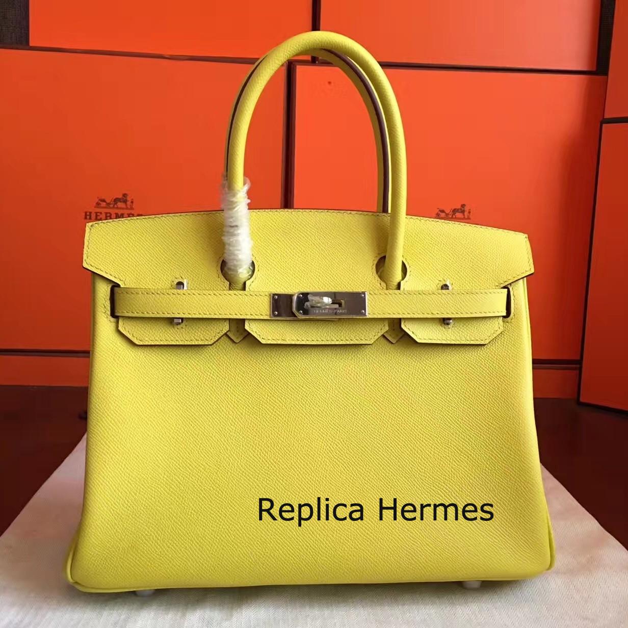 Hermes Soufre Epsom Birkin 30cm Handmade Bag Replica