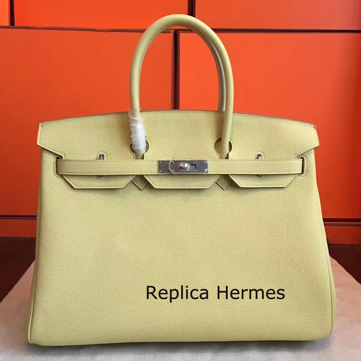 Hermes Curry Clemence Birkin 35cm Handmade Bag
