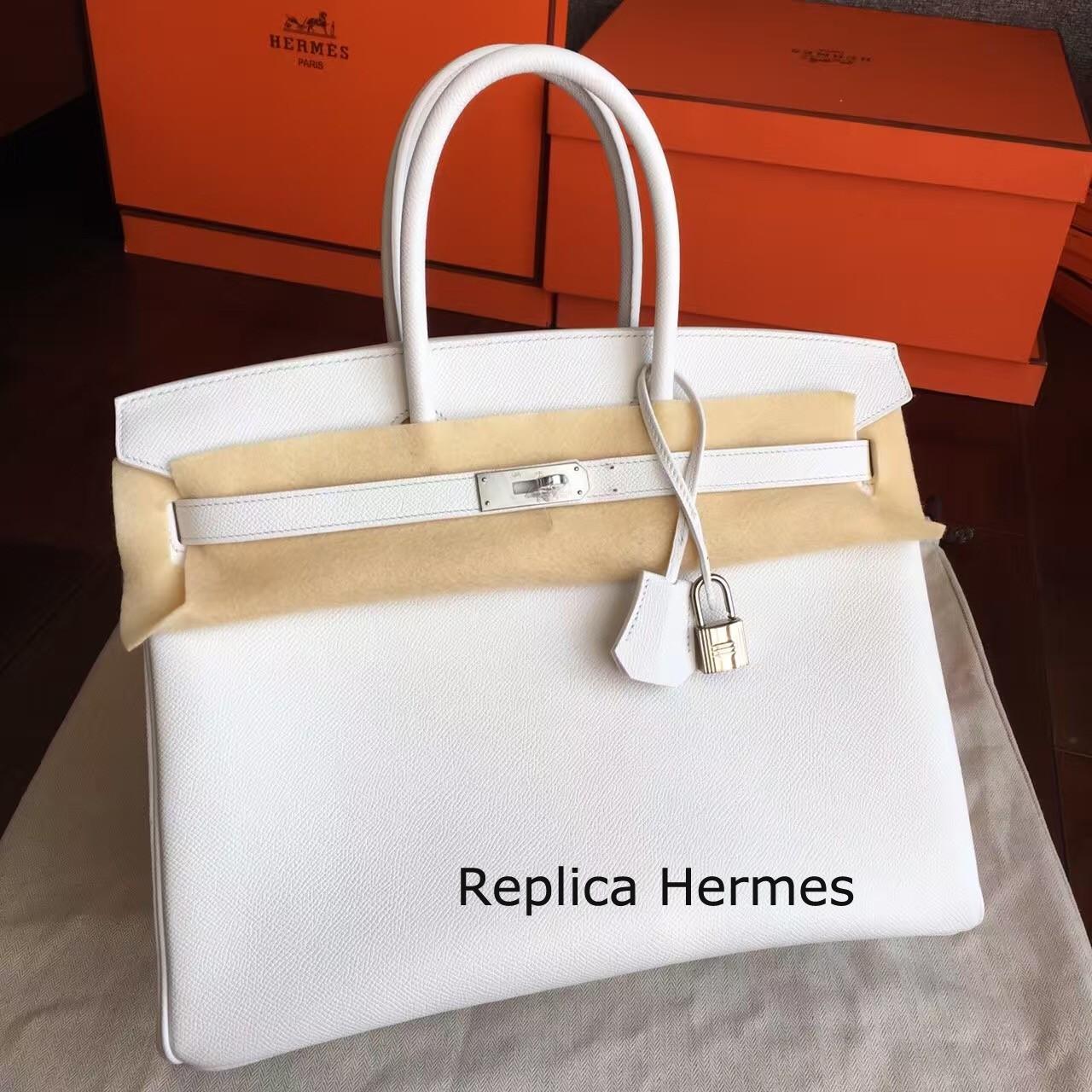 Faux Hot Hermes White Epsom Birkin 35cm Handmade Bag