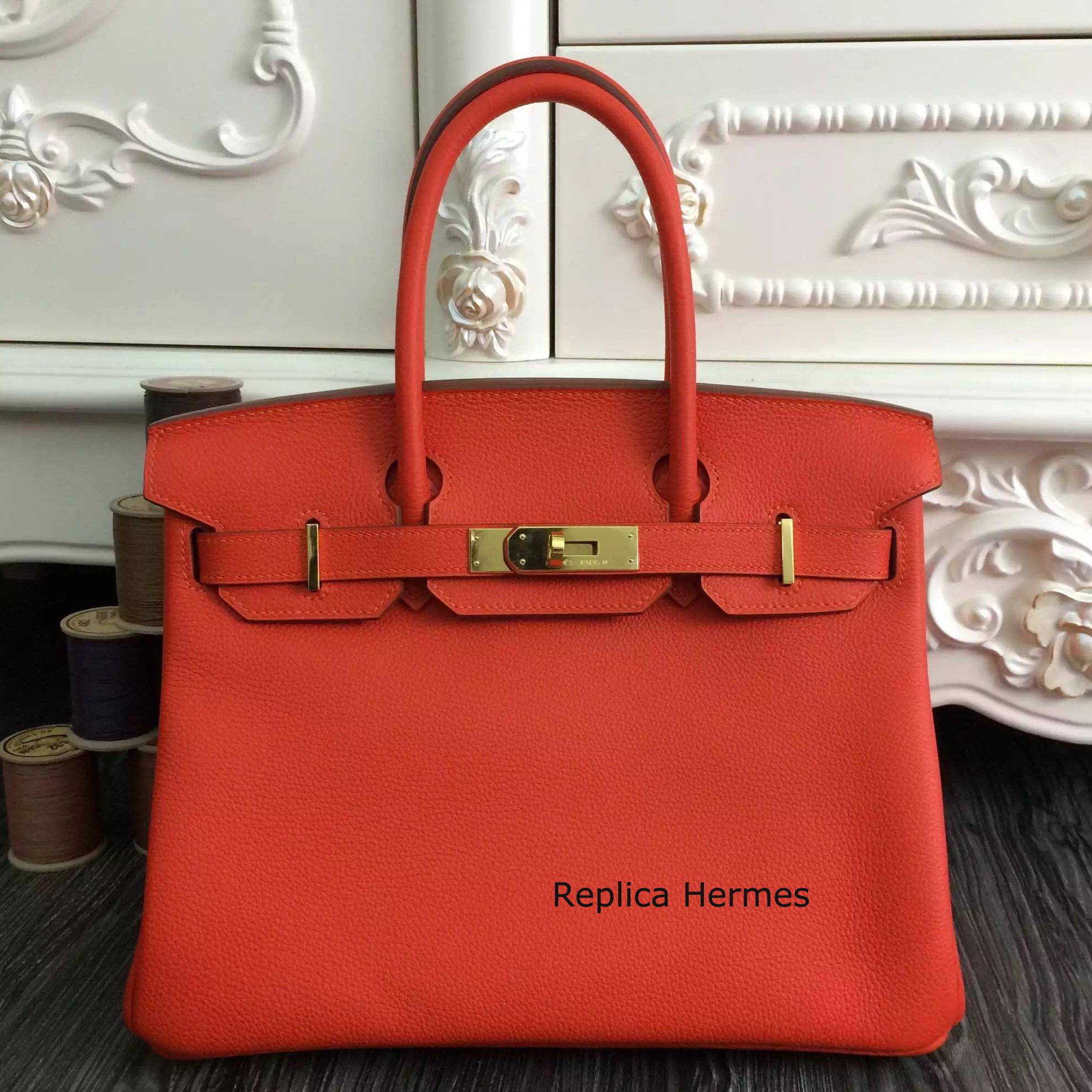 Hermes Birkin 30cm 35cm Bag In Orange Clemence Leather