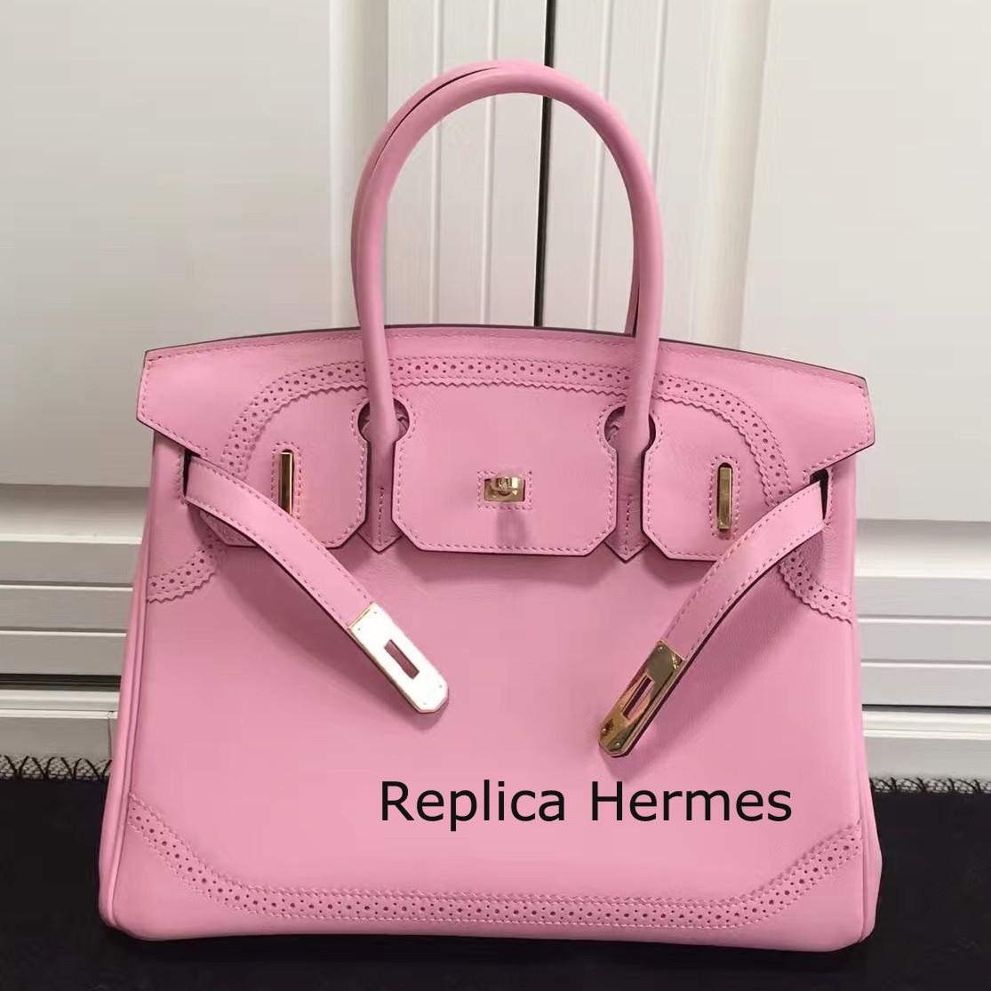 Replica Hermes Birkin Ghillies 30cm In Pink Swift Leather