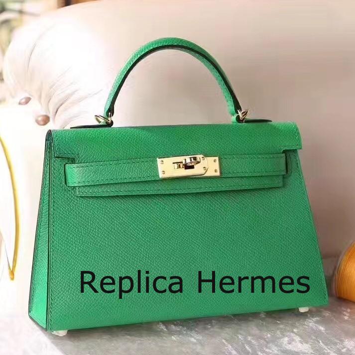 Hermes Bamboo Epsom Kelly Mini II 20cm Handmade Bag