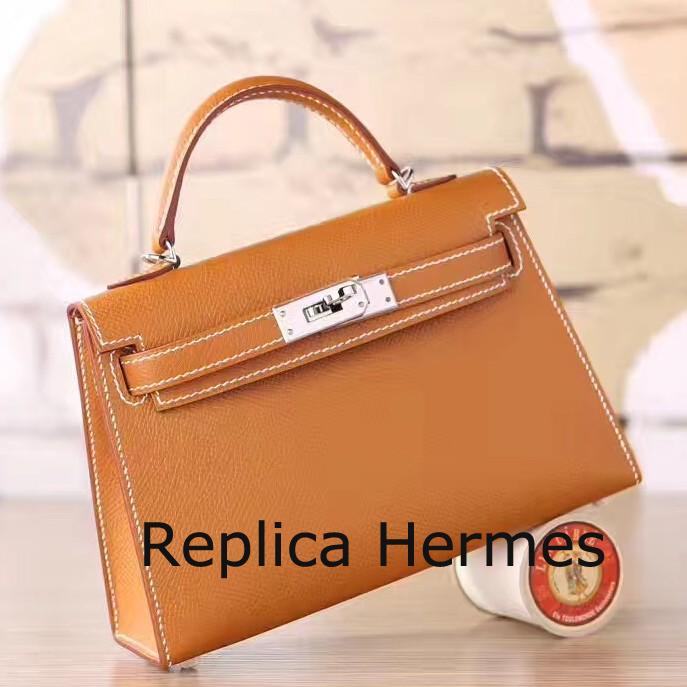 Hermes Brown Epsom Kelly Mini II 20cm Handmade Bag
