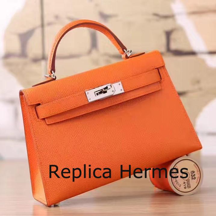 Luxury Faux Hermes Orange Epsom Kelly Mini II 20cm Handmade Bag