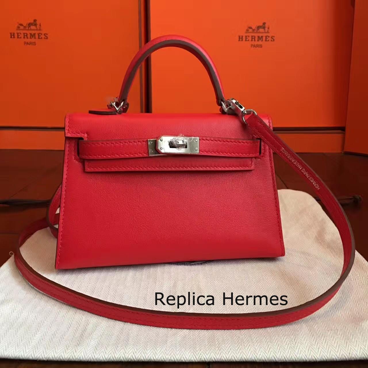 1:1 Knockoff Hermes Red Swift Kelly Mini II 20cm Handmade Bag