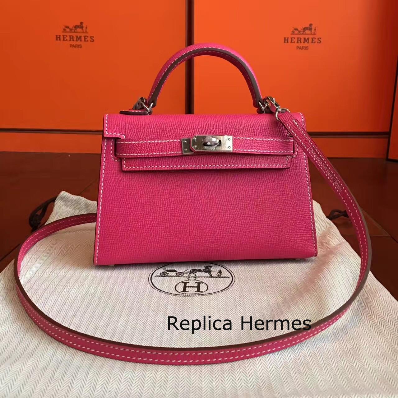 Hermes Rose Red Epsom Kelly Mini II 20cm Handmade Bag