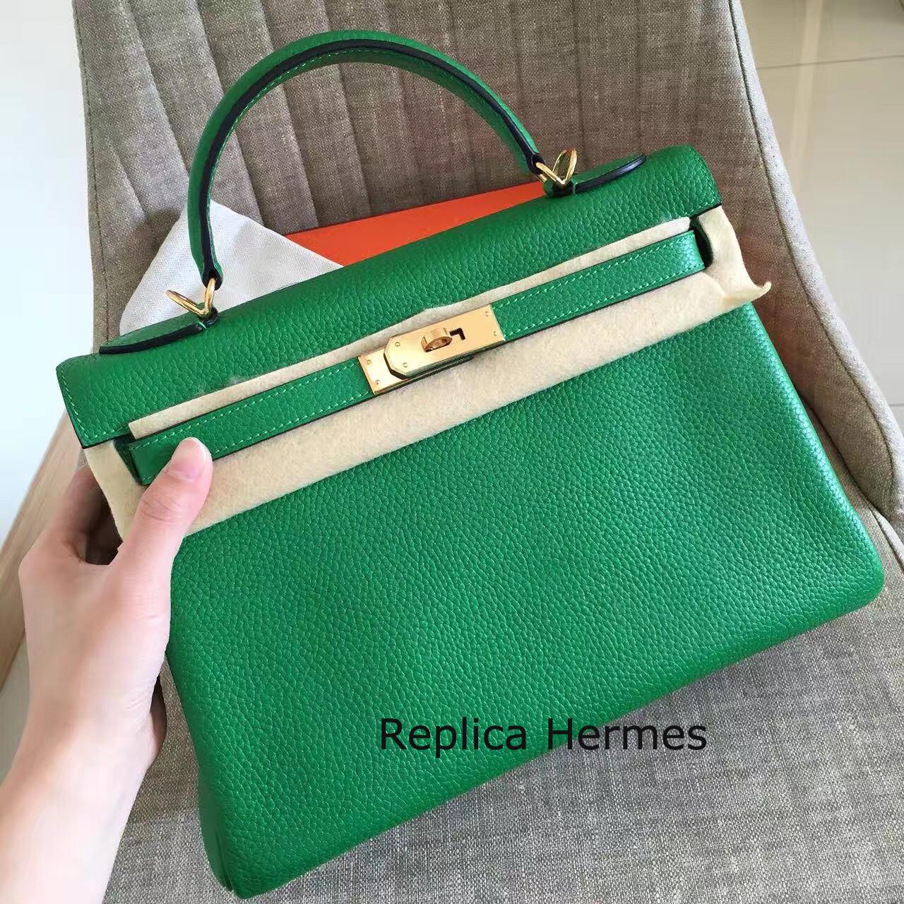 Hermes Bamboo Clemence Kelly Retourne 28cm Handmade Bag Replica