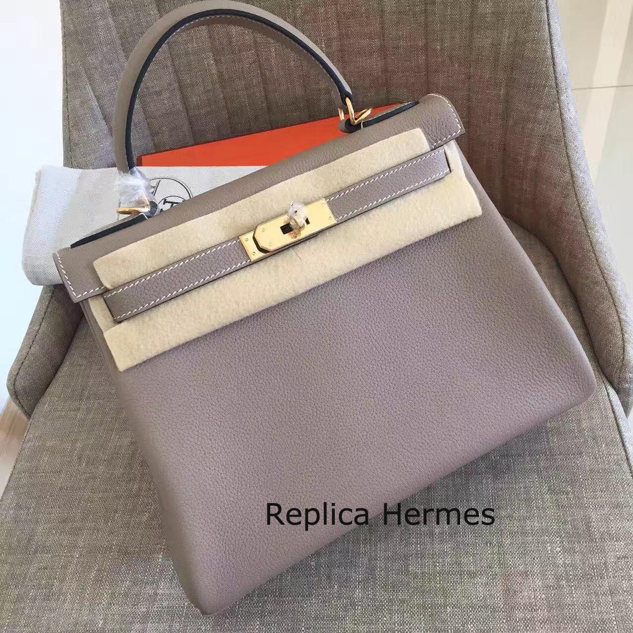 Hermes Grey Clemence Kelly Retourne 28cm Handmade Bag