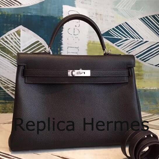 Hermes Cafe Clemence Kelly 32cm Handmade Bag