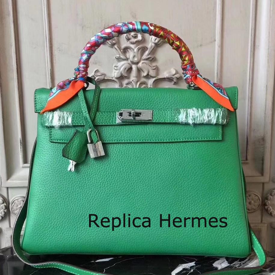 AAA Hermes Bamboo Clemence Kelly 32cm Retourne Bag